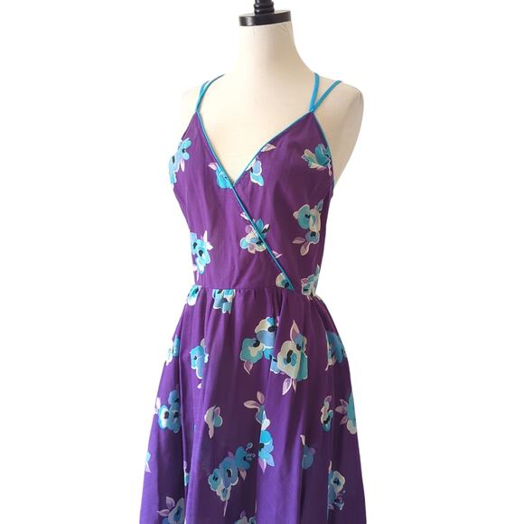 Vintage 60s 70s Dress Womens 11 M Purple Floral MCM Housewife Babydoll Frock - Picture 5 of 16